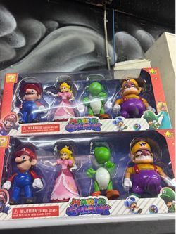 Super Mario Galaxy 4-Pack Action Figure Set - Mario, Peach, Yoshi, Wario (New in Box)