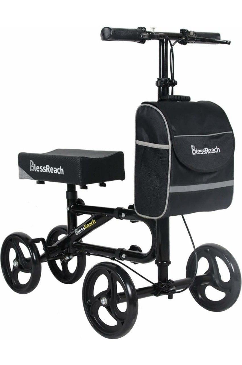 Economy Knee Scooter Steerable Knee Walker for Foot Injuries Compact Crutch Alternative with Dual Braking System (Red)