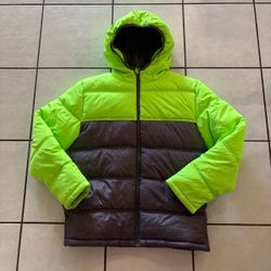 Faded Glory Boys Puffer Jacket Size XXL (18) Neon Green Grey