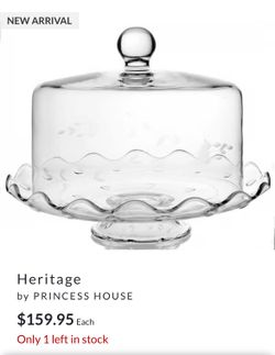Princess House Heritage Collection Cake Platter With Dome Cover/Lid