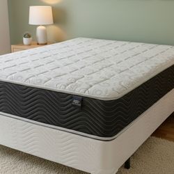 New full mattress and box spring 2 pc bed frame is not included