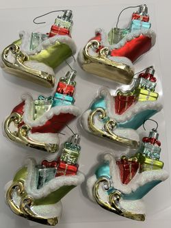 6 Piece SetSleigh Shatter Resistant Ornaments