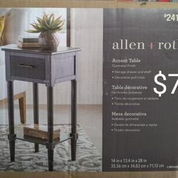 allen + roth 14-in W × 28-in H Gunmetal Wood Midcentury End Table Assembly Required