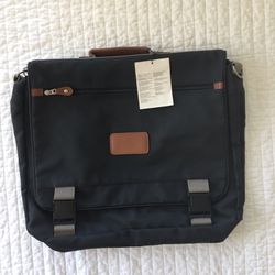 NEW Office Portfolio Travel Bag - Black with brown faux leather accents