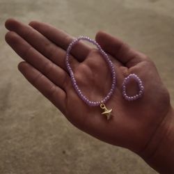 Purple Starfish Bracelet + Ring 