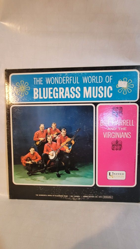 Bill Harrell And The Virginians The Wonderful World Of Bluegrass Music UAL 3293 Vinyl United Artists Records 1963 Excellent Vintage Condition Plays Pe