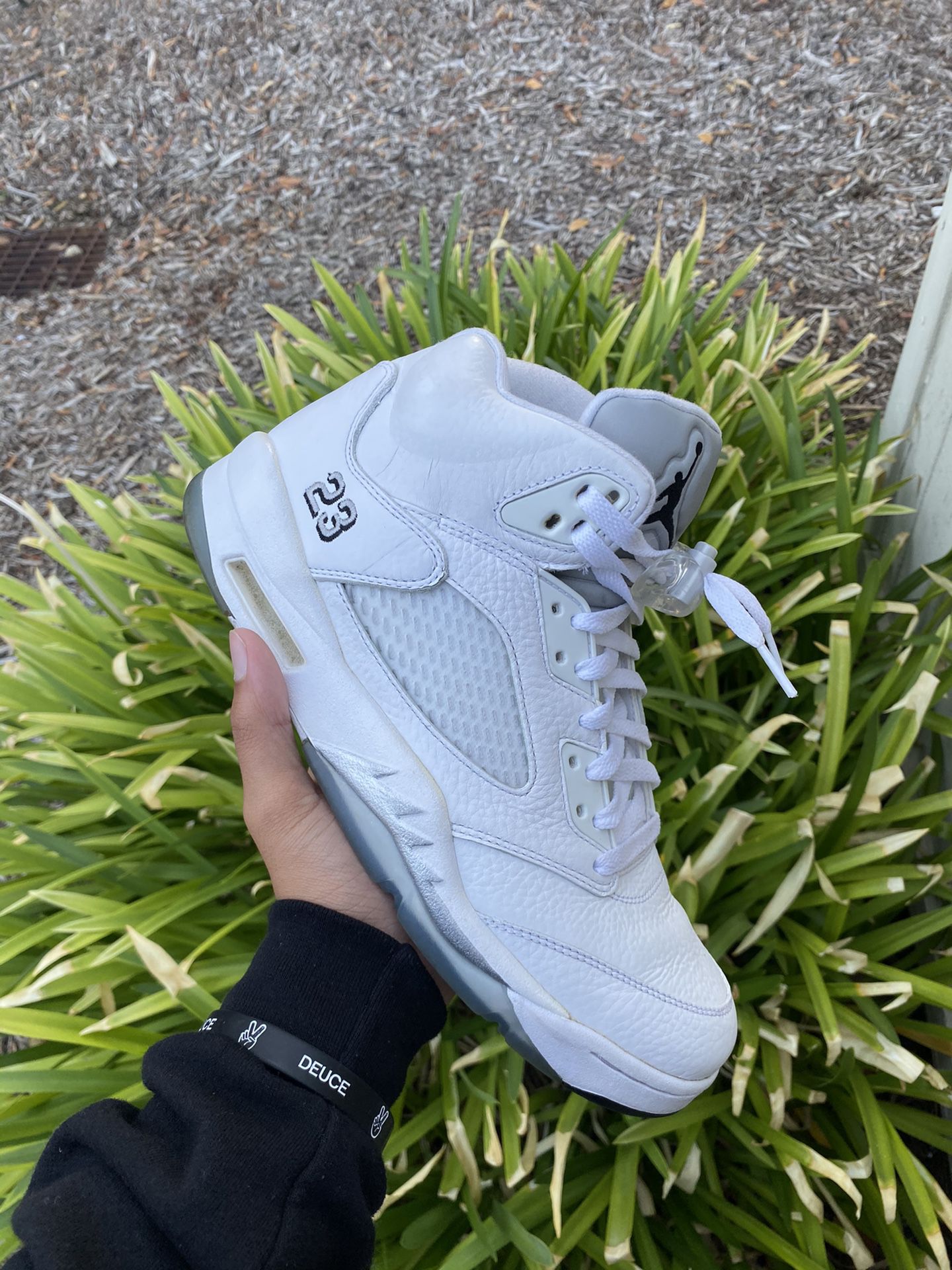 Air Jordan 5 White metallic size 10