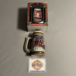 Budweiser 1997 Holiday Stein Collection Home For The Holidays Stein Glass