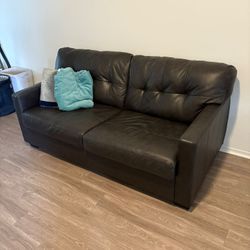 Dark Leather Sofa - Great Condition 