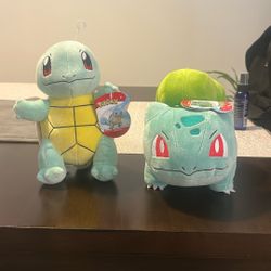 squirtle and bulbasaur pokemon plushes 