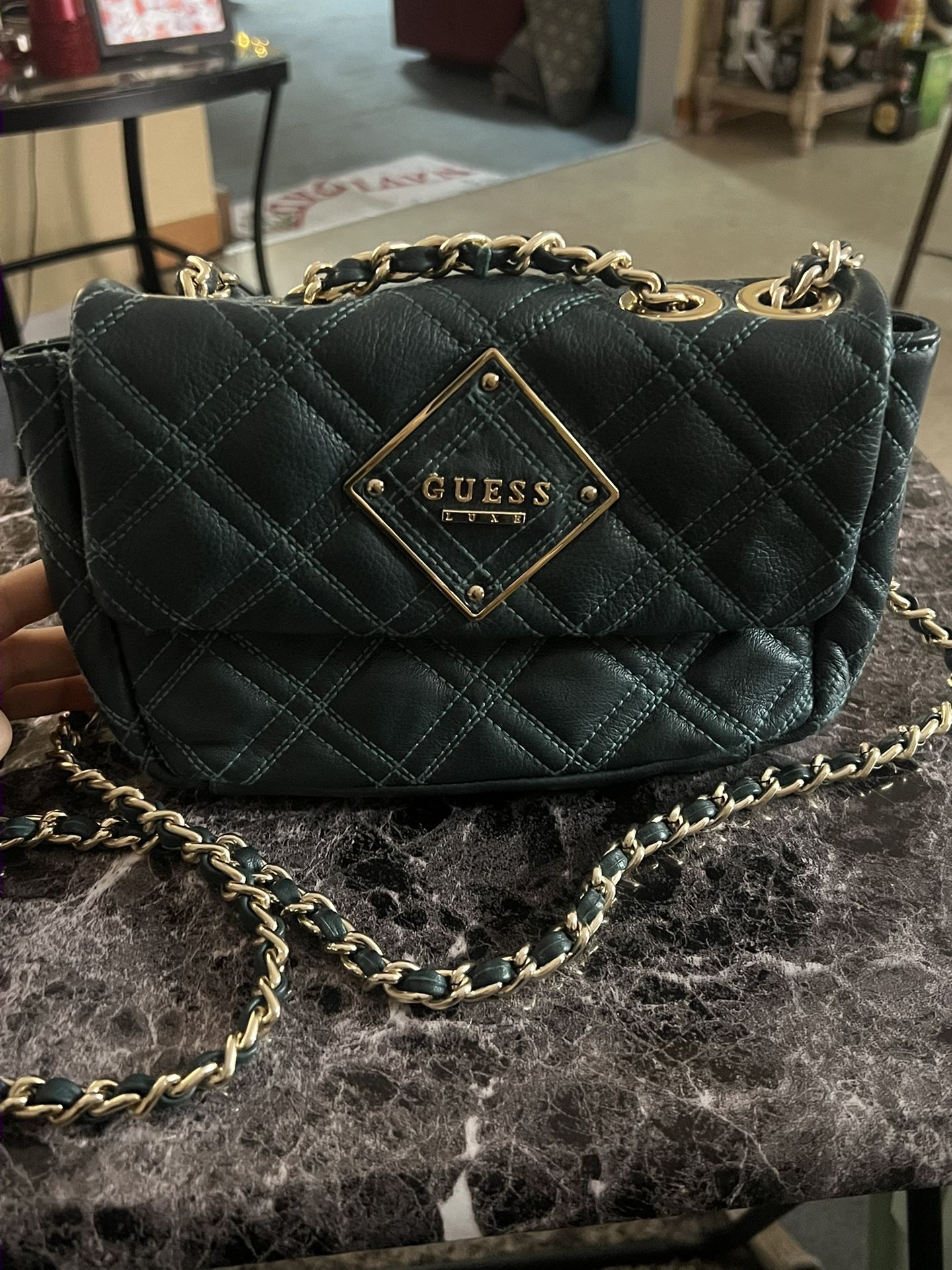 Guess Green Purse With Chain Strap