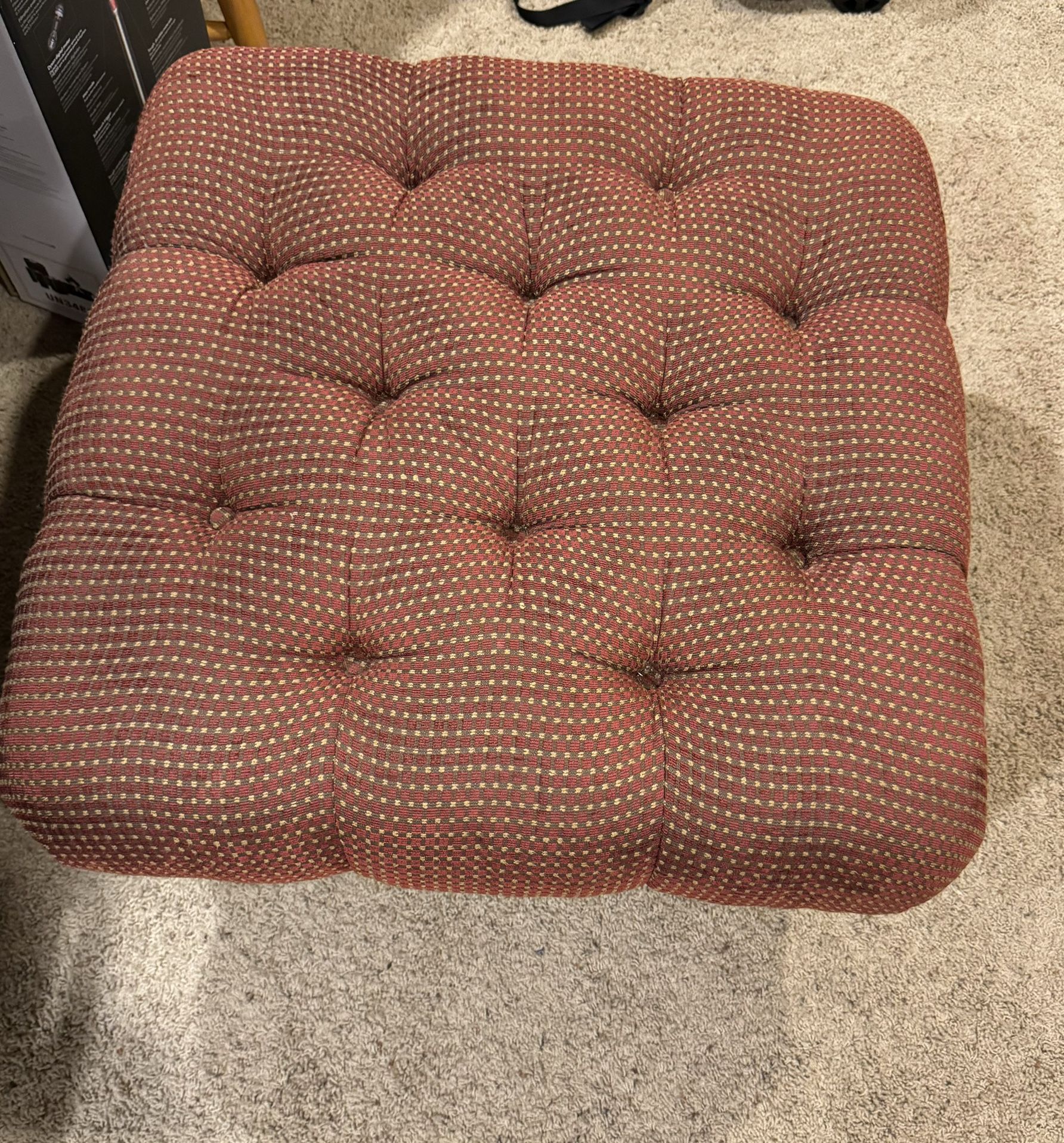 Ottoman - Red & Tan With Wheels