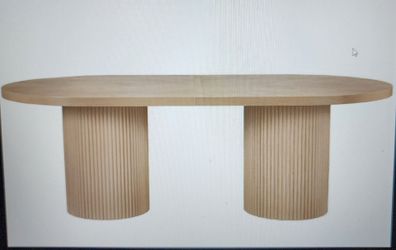 Oval Dining Table with Fluted Pedestal Base
