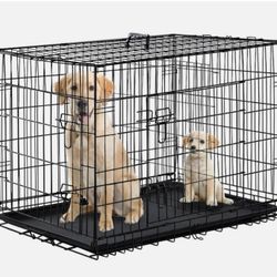 48" Foldable Dog Crate With Double Doors 