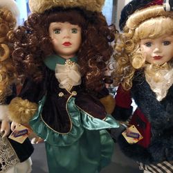 Antique Brass Key Collection Porcelain Dolls