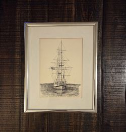 "Revolutionary War Brigage Rose" Artist C. M Goff Etched Painting 