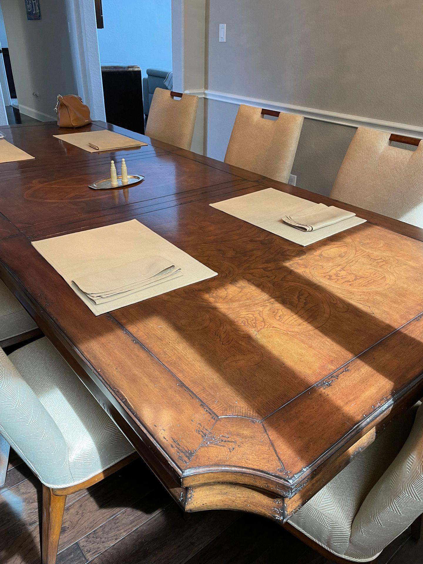 Dining table with double pedestal base