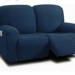 ULTICOR Reclining Loveseat Slipcover, 48" - 65" L, 6-Piece Jacquared Stretch Loveseat Reclining Sofa Covers, 2 seat Loveseat Recliner Cover, Thick, So