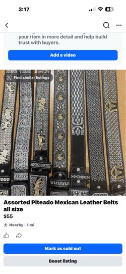 Assorted Piteado Mexican Leather Belts