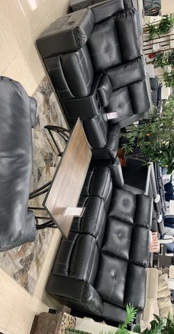 Kempten Black LED Reclining Living Room Set (SOFA and LOVESEAT