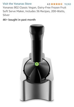 Yonanas 902 Classic Vegan, Dairy-Free Frozen Fruit Soft Serve Maker, Includes 36 Recipes, 200-Watts, Silver
