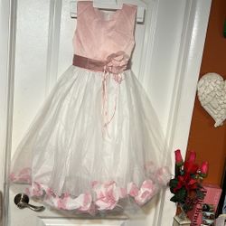 Pink and White Flower Girl Dress  Size  6/7