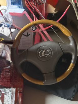 OEM Lexus genuine wood and leather steering wheel