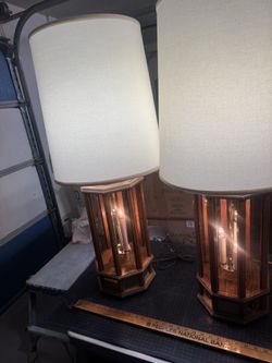 Vintage and Unique Mid-Century Pair of Lamps