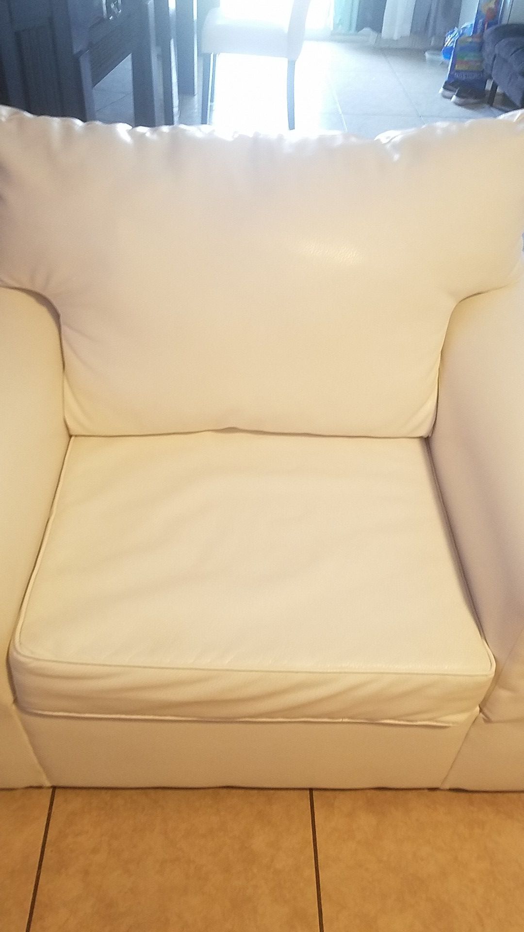 White clean leather couch