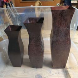 3 Vases Imported From India - 16 - 14 - 12 Inches Tall  .
