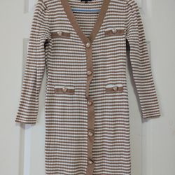 Fashion Nova Striped Button-Up Cardigan Dress Size S