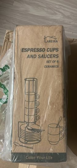 Lareina Ceramic Espresso Cups and Saucers Set of 6
