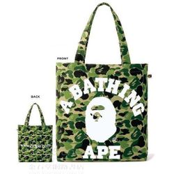 BAPE ABC Camo Tote Bag College Logo, Pocket, 36x40x8 cm