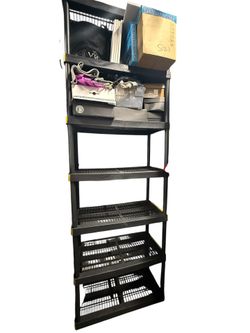7 Tier Easy Assembly Black Plastic Garage Storage Shelving Unit