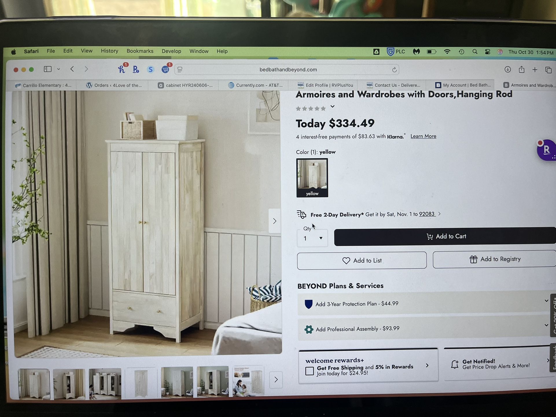 New Solid Wood Wardrobe Closet w/ Drawer And Hanging Rod