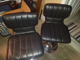 Set Of Leather Stools With Stainless Steel Bottom