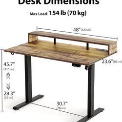 Electric Height Adjustable Standing Desk with Power Outlet