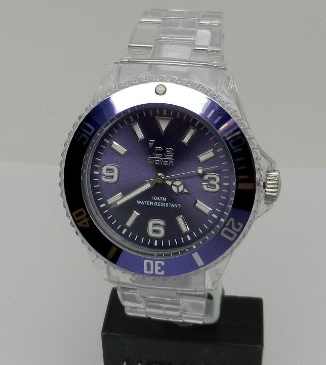 New Men's 44mm Ice Pure Watch Ice-Watch Purple Dial Clear Strap Miyota Japan Mvt