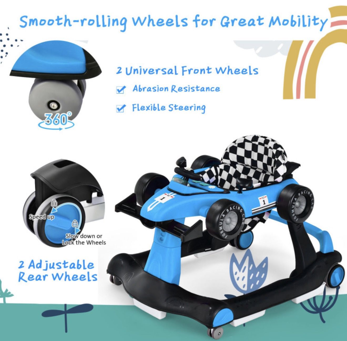 4-in-1 Baby Push Walker (blue)