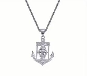 Silver Anchor Charm Pendant Necklace