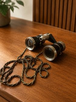 Vintage Black & Brass Opera Glasses with Cord