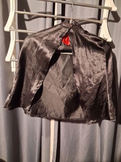 Black Satin Mini Cape Shrug