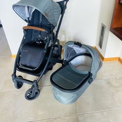 Uppababy V2 Cruz Stroller with Bassinet light green