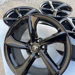 New Tesla Model Y Rims 19” OEM Factory Wheels Rines Nuevos New Gloss Black Powder Coated ( Exchange Available )( Cambio Disponible ) 
