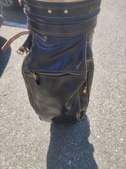 Black faux leather Ram Golf Bag