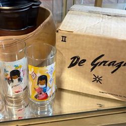 VTG De Grazia Art Glasses Set of 3 w/ box