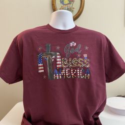God Bless design T-shirt, New,Size Large, (item #405) Free Shipping 