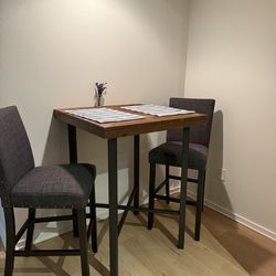 Bar-Height Table + 2 Chairs – Modern Industrial Set