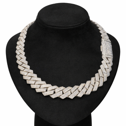20mm Iced Out Cuban Link Chain 18” White Gold Diamond Hip Hop Necklace Box Clas