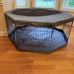 Metal Foldable Dog Pen With Top & bottom cover 